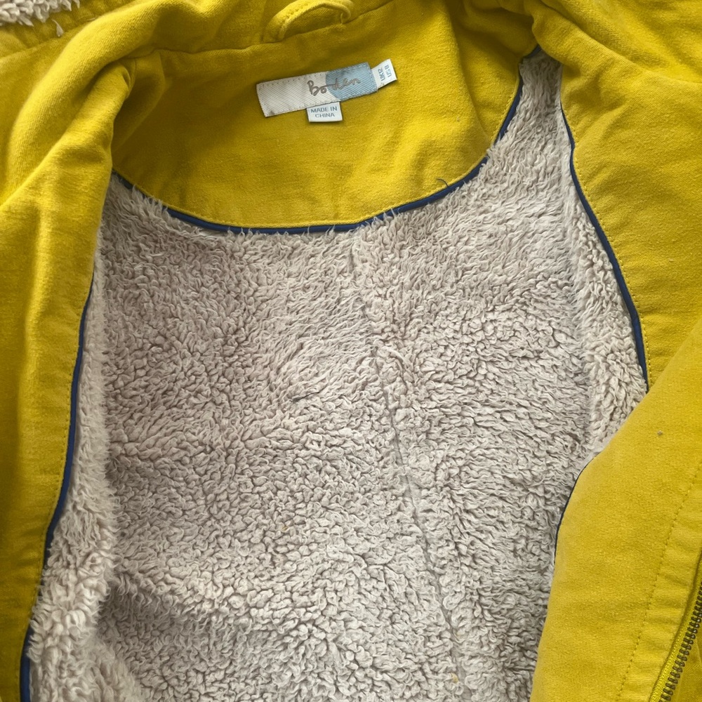 Boden yellow warm duffle coat pea coat jacket toggles fleece 8 - Picture 11 of 14